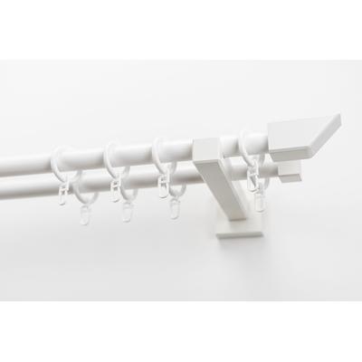 Gardinenstange GARESA "CUBUS", weiß, L:410cm Ø:20mm, Metall, Holzwerkstoff, Gardinenstangen, Vorhanggarnitur, verlängerbar, Endknopf abgeschrägt, mit Ringe Image