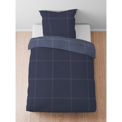 Bettwäsche BIBERNA Gr. 1, blau (marine), B/L: 135cm x 200cm, Mako-Satin, B/L: 80cm x 80cm, Mako-Satin, 100% Baumwolle, Bettwäsche Image
