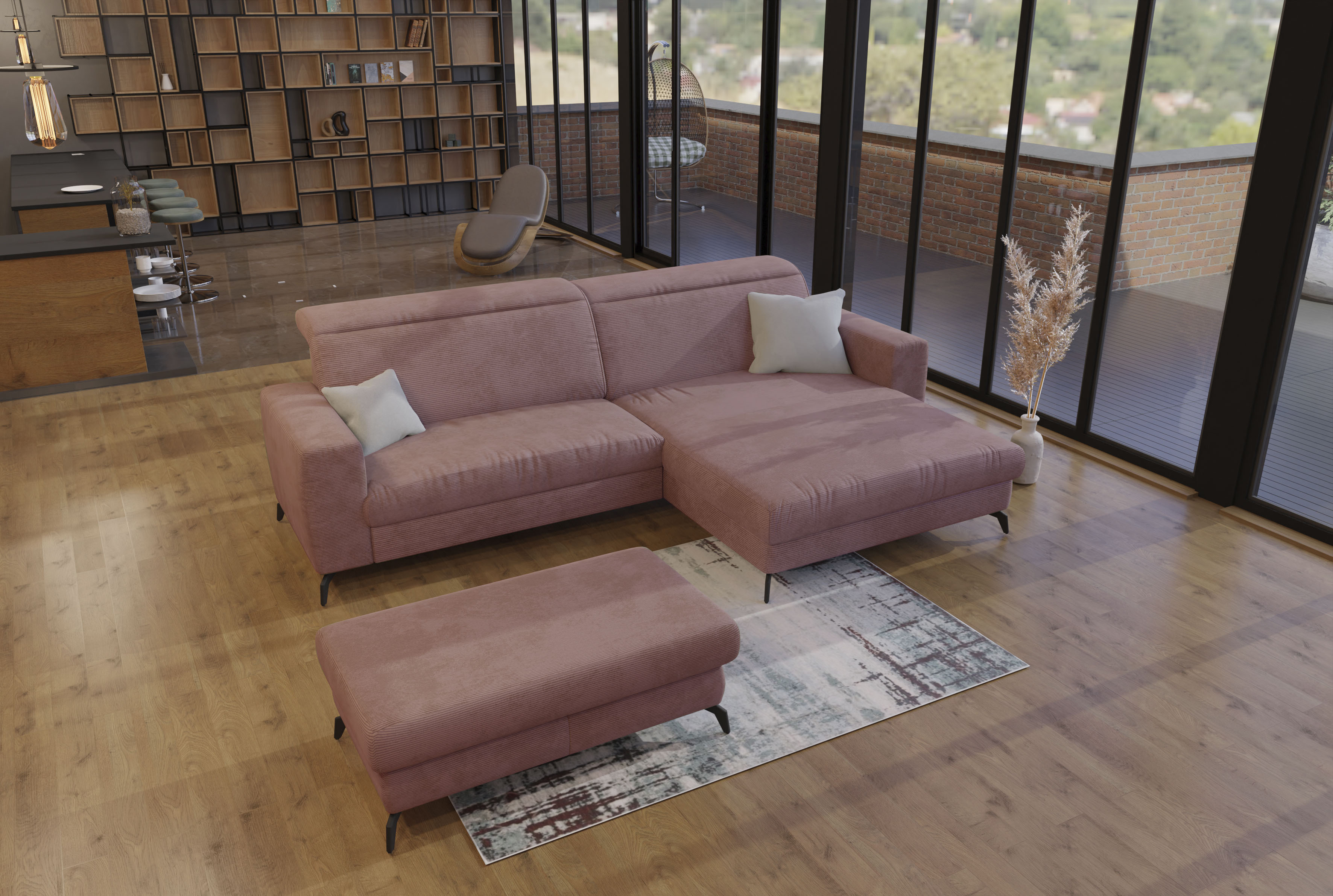 Ecksofa SIT & MORE "Bolero L-Form", rosa (altrosa), B:290cm H:88cm T:178cm, 95%Polyester 5%Polyamid, Sofas