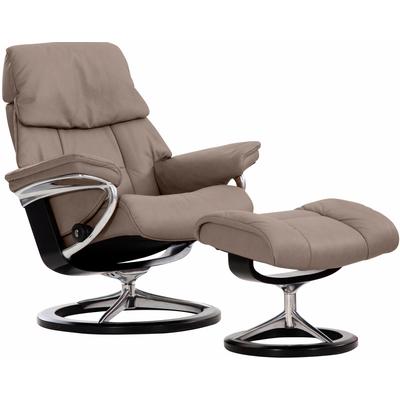 Relaxsessel STRESSLESS "Ruby", braun (mole batick), B:88cm H:101cm T:78cm, Leder BATICK: durchgefärbtes und genarbtes Möbelleder, Leder PALOMA: durchgefärbtes Semianilin-Möbelleder, Sessel, mit Signature Base, Größe L, Gestell Eiche, Wenge, Braun &... Image