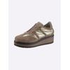Schnürschuh HEINE, Damen, Gr. 36, grau (taupe), Leder, Rindsleder, Veloursleder, Synthetik, modisch, Schuhe