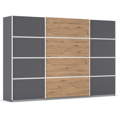 Kleiderschrank RAUCH "Schwebetürenschrank OTTO´s Choice Garderobe Schrank TOP ANGEBOT Avola", grau (graumetallic, eiche artisan), B:315cm H:229cm T:62cm, Holzwerkstoff, Schränke, mit eleganten Zierleisten in Chrom, Schwarz oder Weiß MADE IN GERMANY Image