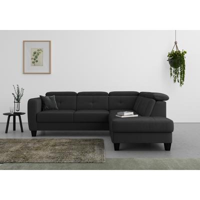 Ecksofa SIT & MORE "Belluci L-Form", schwarz, B:249cm H:85cm T:195cm, Sofas, inklusive Federkern, wahlweise mit Bettfunktion und Bettkasten Image
