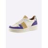 Sneaker HEINE, Damen, Gr. 39, weiß (weiß, lila, gemustert), Leder, Glattleder, Veloursleder, Rindsleder, modisch, Schuhe