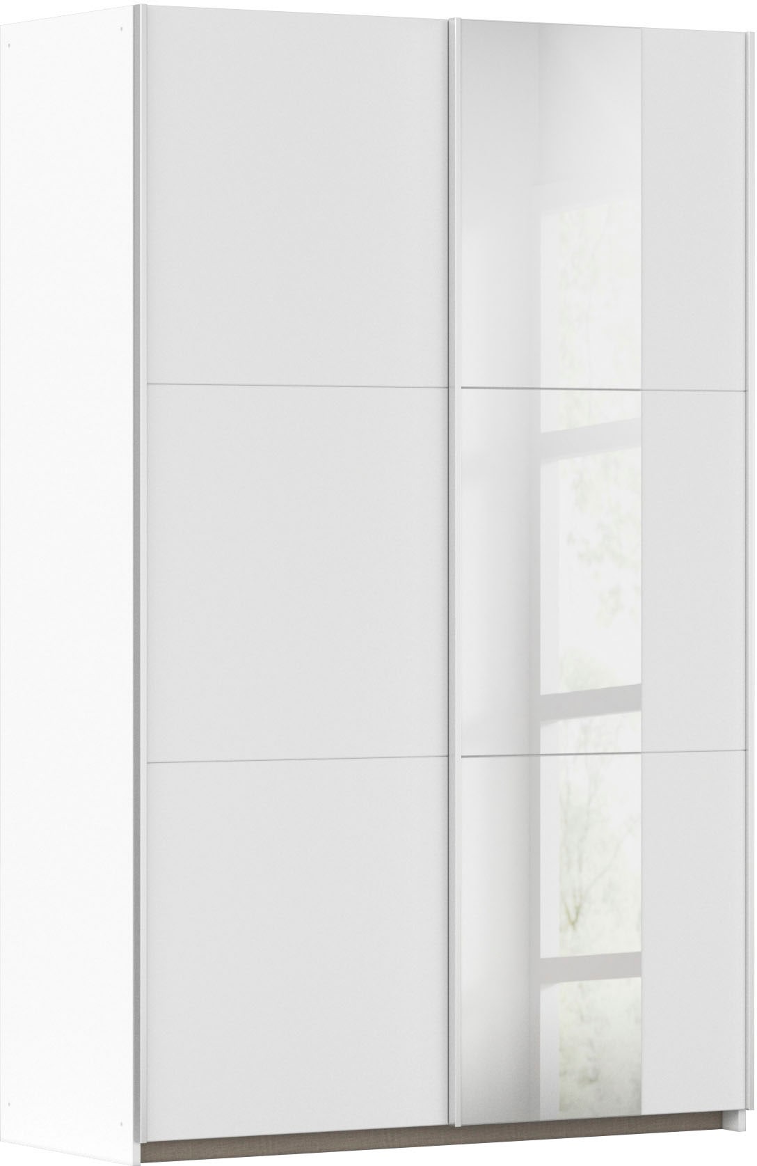 Schwebetürenschrank RAUCH "Kleiderschrank Drehtürenschrank Schrank Garderobe KRONACH TOPSELLER", weiß (alpinweiß, griffleisten alu, 1 spiegel), B:131cm H:210cm T:59cm, Holzwerkstoff, Schränke, Schwebetürenschrank, mit Spiegel und viel Stauraum,...