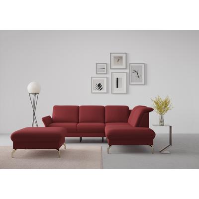 Ecksofa SIT & MORE "Fashion L-Form", rot (bordeaux), B:250cm H:84cm T:207cm, Sofas, wahlweise mit Kopfteilverstellung, Vorziehsitz, motorisch, Nickelfüße Image
