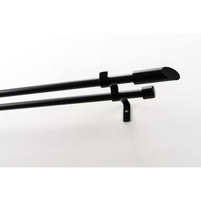 Gardinenstange GARESA "ZYLI mit offenem Träger", schwarz, L:320cm, Metall, Holzwerkstoff, Gardinenstangen, Vorhanggarnitur, verlängerbar, Knopf abgeschrägt, ohne Ringe Image