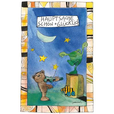 Wanddekoobjekt LUCKYLINDE "Der kleine Bär - Hauptsache schön glücklich", bunt, B:20cm H:30cm T:0,3cm, Blech, Wanddekoobjekte, Exklusive JANOSCH Kindermotive, Stahlschild Image