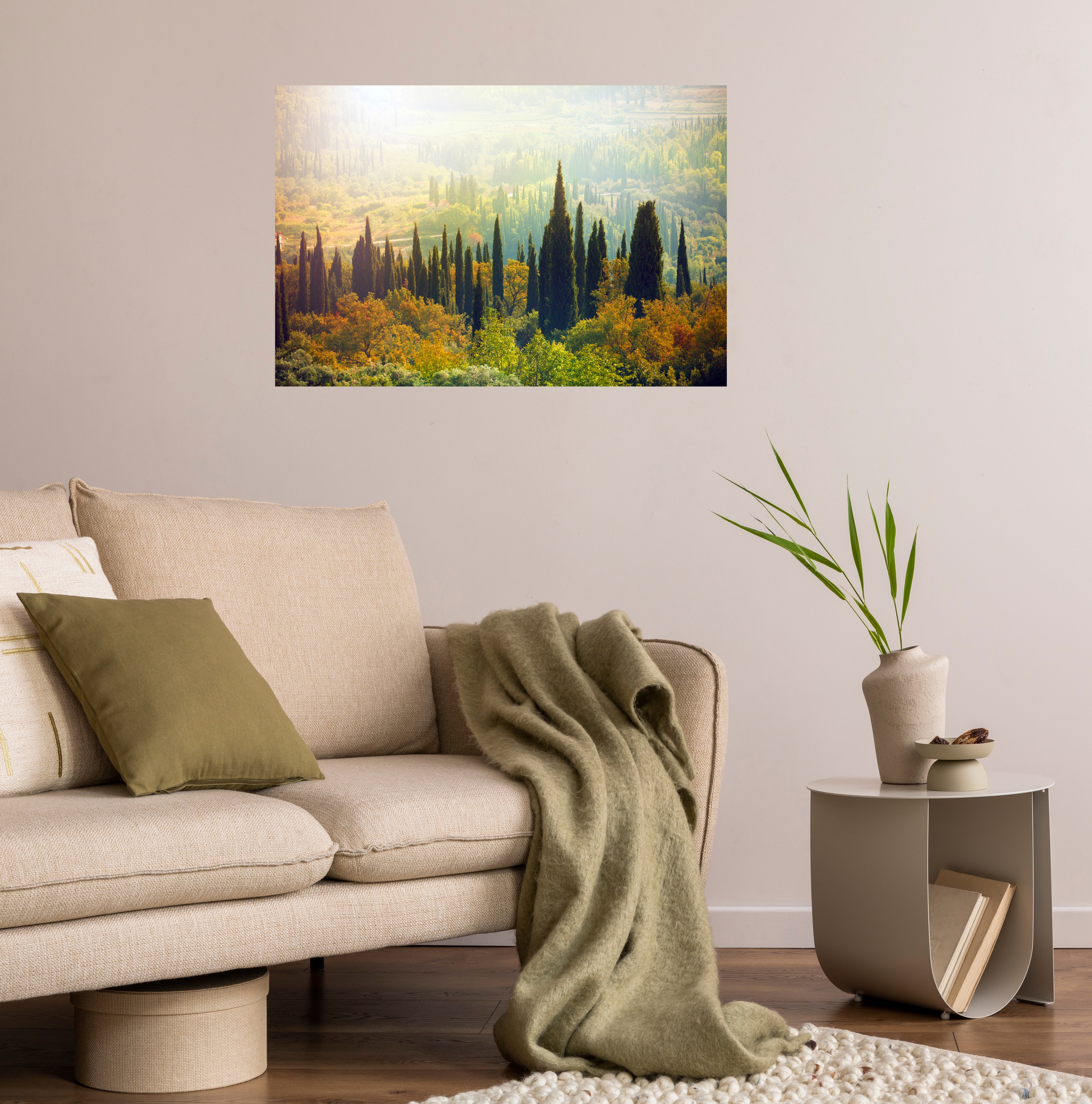 Wandsticker QUEENCE "Italian Love", grün, B:90cm H:60cm T:0,1cm, Folie, Wandtattoos, Selbstklebend, kinderleichte Anbringung