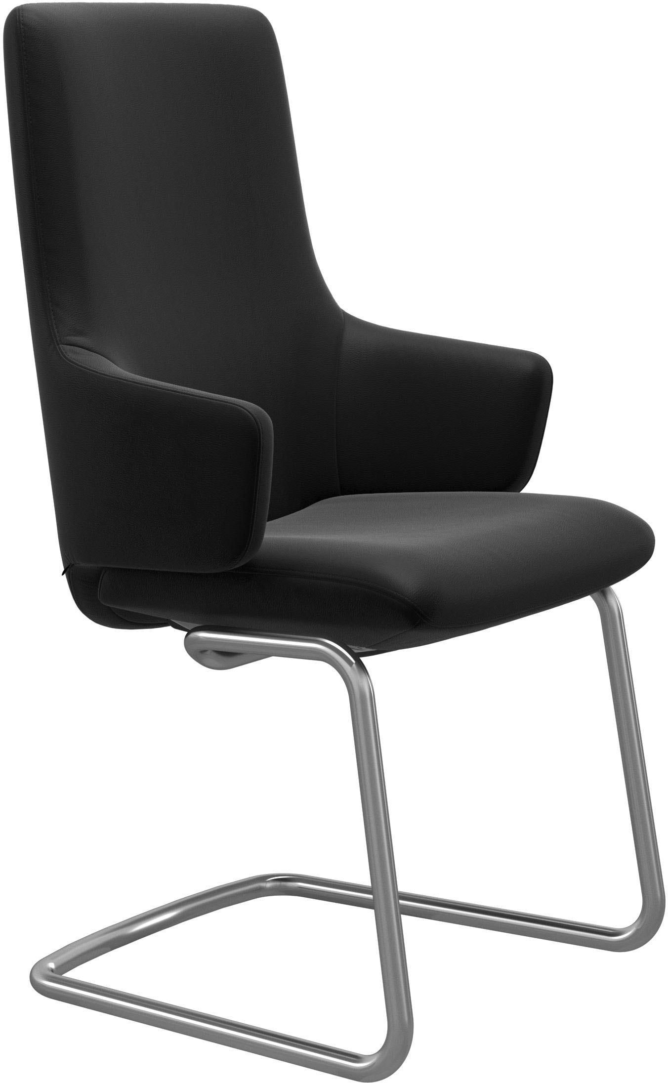 Polsterstuhl STRESSLESS "Laurel", schwarz (schwarz paloma, chrom matt), B:58cm H:105cm T:60cm, Leder PALOMA: PALOMA ist ein durchgefärbtes Semianilin-Möbelleder mit natürlicher Narbung., Stühle, High Back mit Armlehne, Größe L, mit Beinen aus Stahl... Image