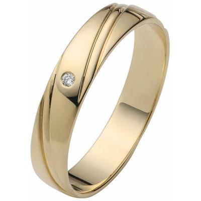 Trauring FIRETTI "Schmuck Geschenk Gold 375 Hochzeit Ehering "LIEBE" Gr. 18, gold (gelbgoldfarben), Fingerringe, 18, 0,01 ct SI = kleine Einschlüsse mit Brillant, Gelbgold 585, 4mm, Made in Germany, wahlweise mit oder ohne Brillant Image
