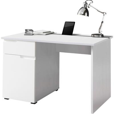 Schreibtisch BEGA OFFICE "Spice", weiß (weiß, weiß hochglanz, weiß, weiß), B:120cm H:76cm T:67cm, Tische, Home Office Desk mit Griffmulden, in 2 Breitenvarianten