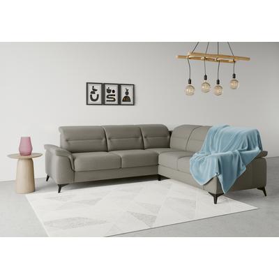Ecksofa SIT & MORE "Sinatra L-Form", braun (schlamm), B:251cm H:85cm T:231cm, 100% Polyester, Sofas, optinal mit Kopfteilverstellung und Armteilfunktion, Metallfüße Image