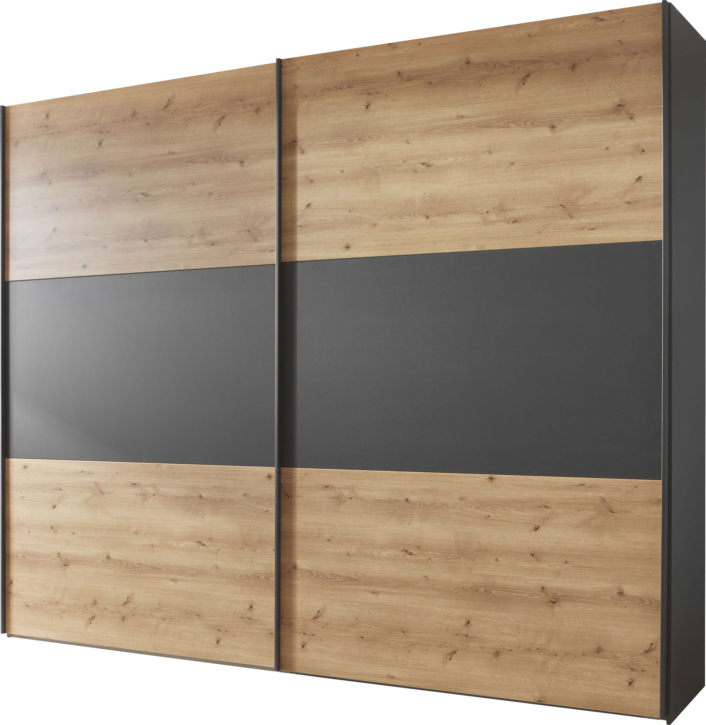 Schwebetürenschrank WIEMANN "Korfu", braun (bianco, eiche, nachbildung), B:296,3cm H:236cm T:67cm, Schränke, Schwebetürenschrank, hochwertige Beschläge Image