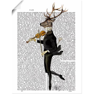 Wandbild ARTLAND "Tanzender Hirsch mit Violine", weiß (farbe bild(er): weiß), B:45cm H:60cm, Papier, Bilder, als Leinwandbild, Poster, Wandaufkleber in verschied. Größen Image