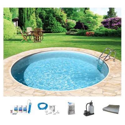 Rundpool MY POOL BWT "mit sandfarbener Folie für den Karibik Look", beige (weiß, sand), H:150cm Ø:500cm, Schwimmbecken, Höhe 150 cm, in versch. Größen verfügbar
