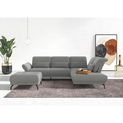 Ecksofa INOSIGN "Coco L-Form", silber, B:294cm H:88cm T:242cm, 100% Polyester, Sofas, Sitztiefen-, Arm- und Kopfteilverstellung, Cord-Bezug, Fußhöhe 15 cm Image
