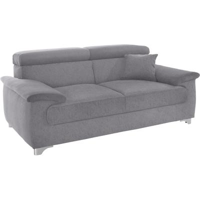 2-Sitzer DOMO COLLECTION "Mira inklusive Kopfteilverstellung für mehr Wohlfühlkomfort", grau, B:185cm H:78cm T:100cm, Zierkissen: Entsprechend jeweiligem Bezug., Struktur (100% Polyester), Struktur fein (100% Polyester), Luxus-Microfaser (92%... Image