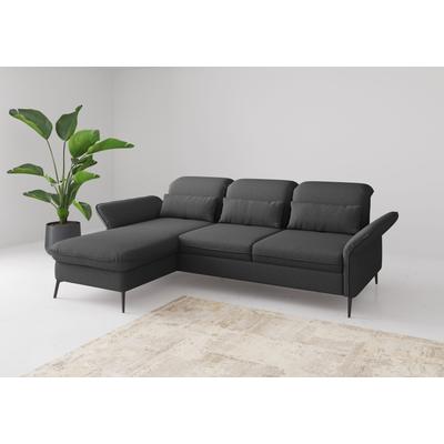 Ecksofa SIT & MORE "Emely, inkl. Sitztiefenverstellung", grau (dunkelgrau), B:264cm H:92cm T:198cm, 95%Polyester, 5% Polyamid, Sofas, wahlweise mit Bettfunktion,Bettkasten,Kopf- & Armteilverstellung Image