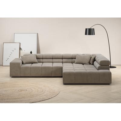 Ecksofa INOSIGN "Ancona incl. Kopfteilverstellung, OTTOs Choice, Breite 319cm, L-Form", grau (taupe), B:319cm H:70cm T:215cm, Struktur (85% Polyester, 15% Viskose), Luxus-Microfaser weich (98% Polyester, 2% Nylon), Velours (100% Polyester), Sofas,... Image