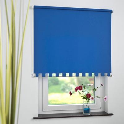 Seitenzugrollo LIEDECO Gr. 11, blau, B:162cm H:180cm, Polyester, Rollos, Volantrollo - eckiger Volant, Fixmaß Image