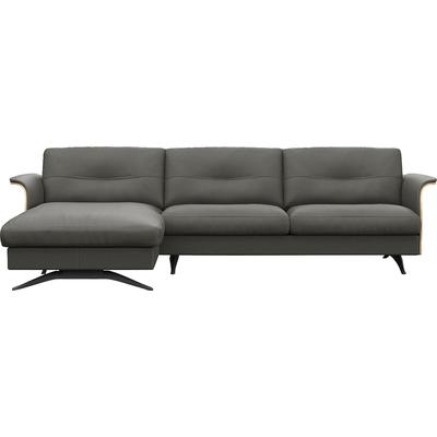 Ecksofa FLEXLUX "Glow, super bequem durch hochwertigem Sitzaufbau mit Federkern, L-Form", grau (warm mineral grau), B:273cm H:81cm T:158cm, 100% Echteder, Sofas, Modernes skandinavisches Design Image