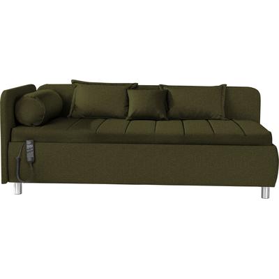 Schlafsofa ALINA "Kiana", grün (olivgrau tmd 3), B:207cm H:80cm T:102,5cm, Struktur TMD (100% Polyester), Sofas, Liegefläche 90/200 cm oder 100/200 cm, Bettkasten, Zierkissen-Set Image