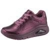 Sneaker SKECHERS "UNO ICON - LUSTROUS AIR", Damen, Gr. 40, rot (weinfarben), Leder, metallic, modisch, Schuhe, Keilsneaker, Plateausneaker, Schnürschuh im Metallic Look