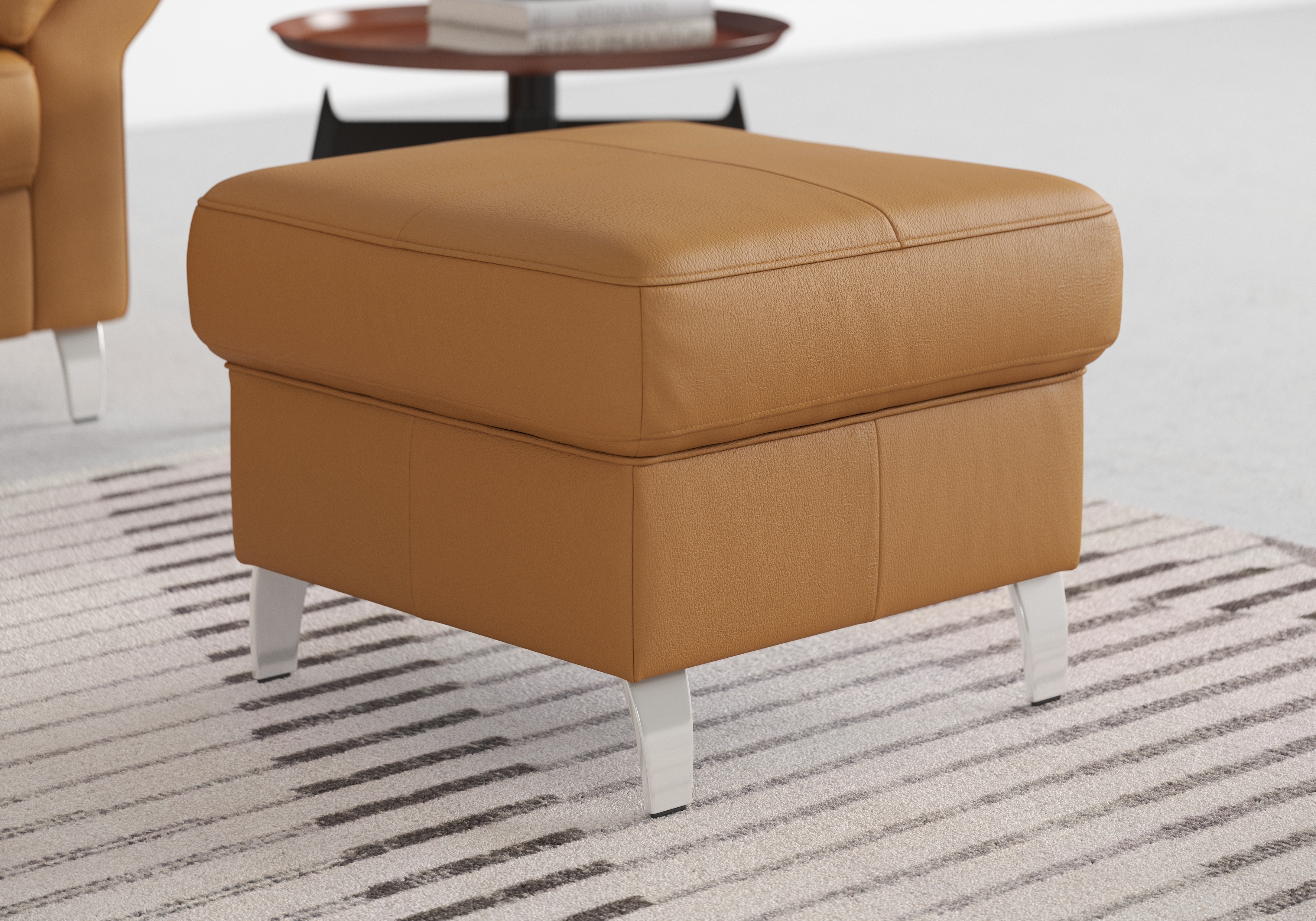 Hocker SIT & MORE "Arngast", gelb (curry), B:58cm H:48cm T:58cm, Luxus-Microfaser ALTARA NUBUCK (100% Polyester);Struktur (100% Polyester);Flachgewebe (90% Polyester; 10% Polyamid), Hocker