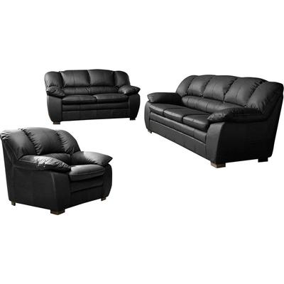 Polstergarnitur COTTA "Casino, Sofa Set, 3-2-1 Sitzer, Wohnzimmer Garnitur", schwarz, H:88cm T:92cm, FSC-zertifizierter Holzwerkstoff, Sitzmöbel-Sets, Sessel, 2-Sitzer, 2,5-Sitzer, hohe Rückenlehne Image