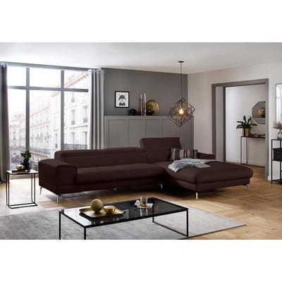 Ecksofa W.SCHILLIG "piedroo, Designsofa mit tollem Sitzkomfort, elegant und bequem, L-Form", braun (mocca z69), B:343cm H:70cm T:193cm, Longlife Xtra-Leder Z69: Das feinnarbige, gedeckte Softleder Z69 besticht durch seine außergewöhnliche Weichheit... Image