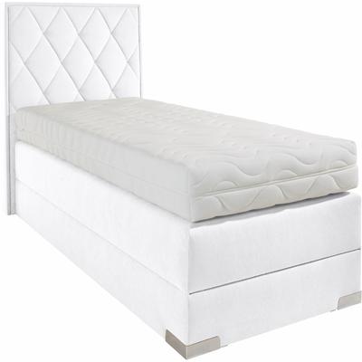Boxspringbett, weiß, B:100cm L:212cm, Bezug der Obermatratze: 100% Polyester, Bezug abnehm- und waschbar bis 60u00b0C, Unterbox und Kopfteil: Microvelours-Bezug (100% Polyester), WESTFALIA SCHLAFKOMFORT, Komplettbetten, Boxspringbett Image