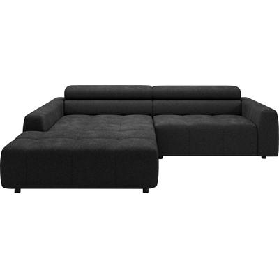 Ecksofa 3C CANDY "Denver auch mit Cord- und Easy care-Bezug, Kopfteilverstellung L-Form", schwarz, B:258cm H:68cm T:217cm, 96% Polyester, 4% Polyacryl, Sofas, wahlweise. mit motorischer Sitztiefenverstellung Image