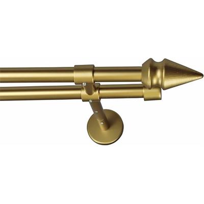 Gardinenstange GARESA "SPYRNA", gold (mattgoldfarben), L:190cm Ø:16mm, Metall, Holzwerkstoff, Gardinenstangen, Vorhanggarnitur, verlängerbar, Spitze, ohne Ringe Image