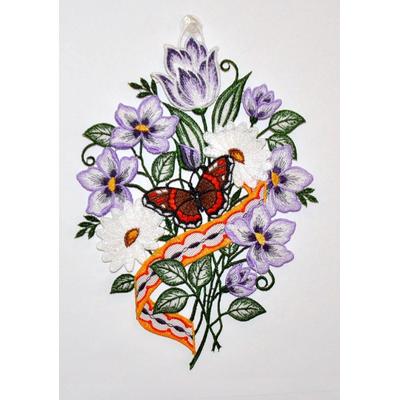 Fensterbild STICKEREIEN PLAUEN "Blumenband Fensterbild" Gr. 1, lila (flieder), B:21cm H:30cm, Polyester, Fensterbilder, Fensterbild "Blumenband" Image