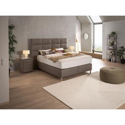 Boxspringbett ALINA "Paige", grau (beigegrau hga 54), B:208cm L:215cm, Lederoptik HGA (100% Polyester), Komplettbetten, Boxspringbett, hohes Kopfteil, in unterschiedlichen Ausführungen erhältlich Image
