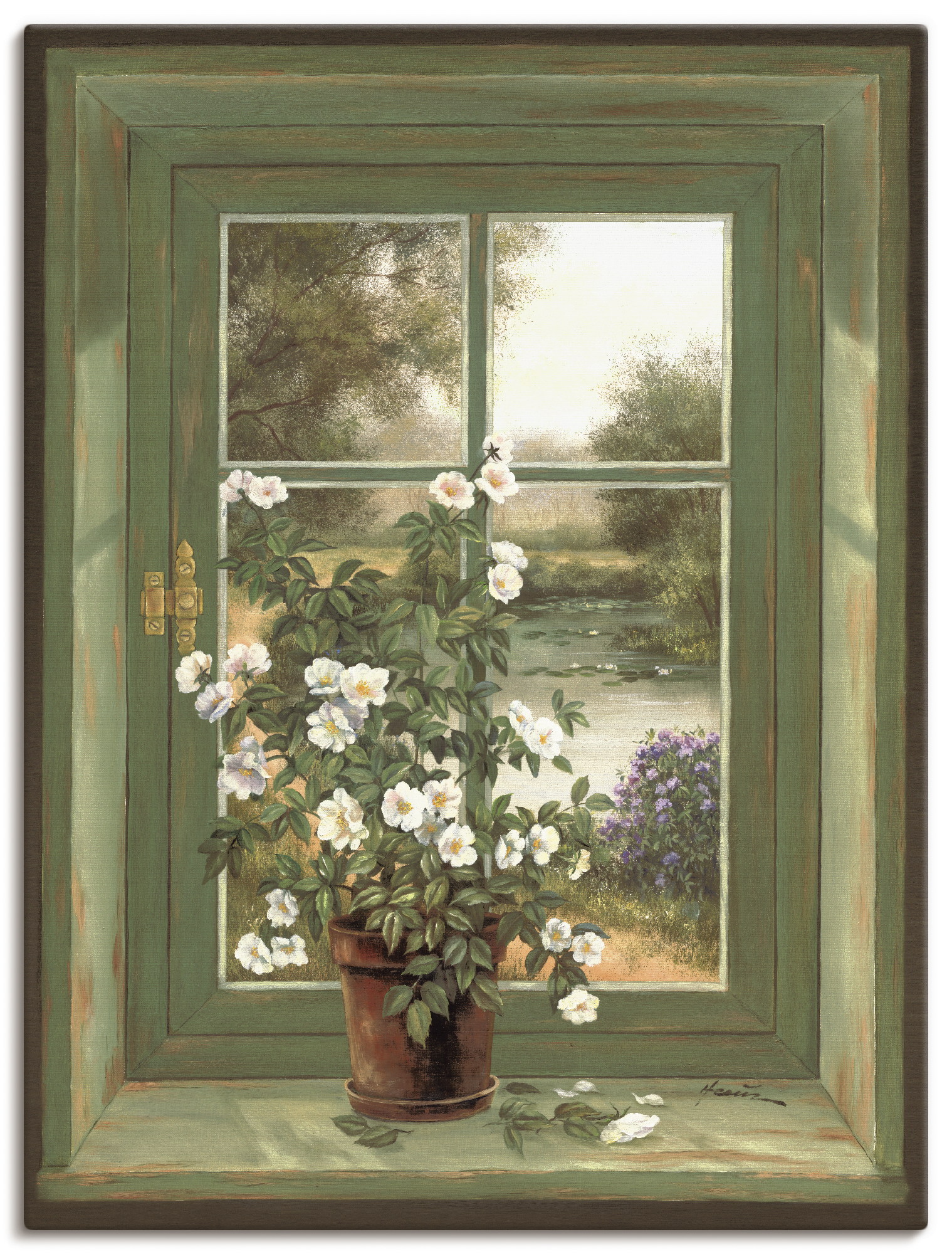 Wandbild ARTLAND "Wildrosen am Fenster", grün (farbe bild(er): grün), B:30cm H:40cm, Bilder, als Alubild, Outdoorbild, Leinwandbild, Poster, Wandaufkleber Image
