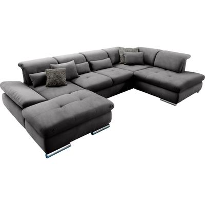 Wohnlandschaft "SO 4100 komfortable Federkernunterfederung, inkl. Kopfteilverstellung", grau (anthrazit 95), B:365cm H:80cm T:225cm, SET ONE BY MUSTERRING, Sofas, wahlweise Bettfunktion und Sitztiefenverstellung, U-Form Image