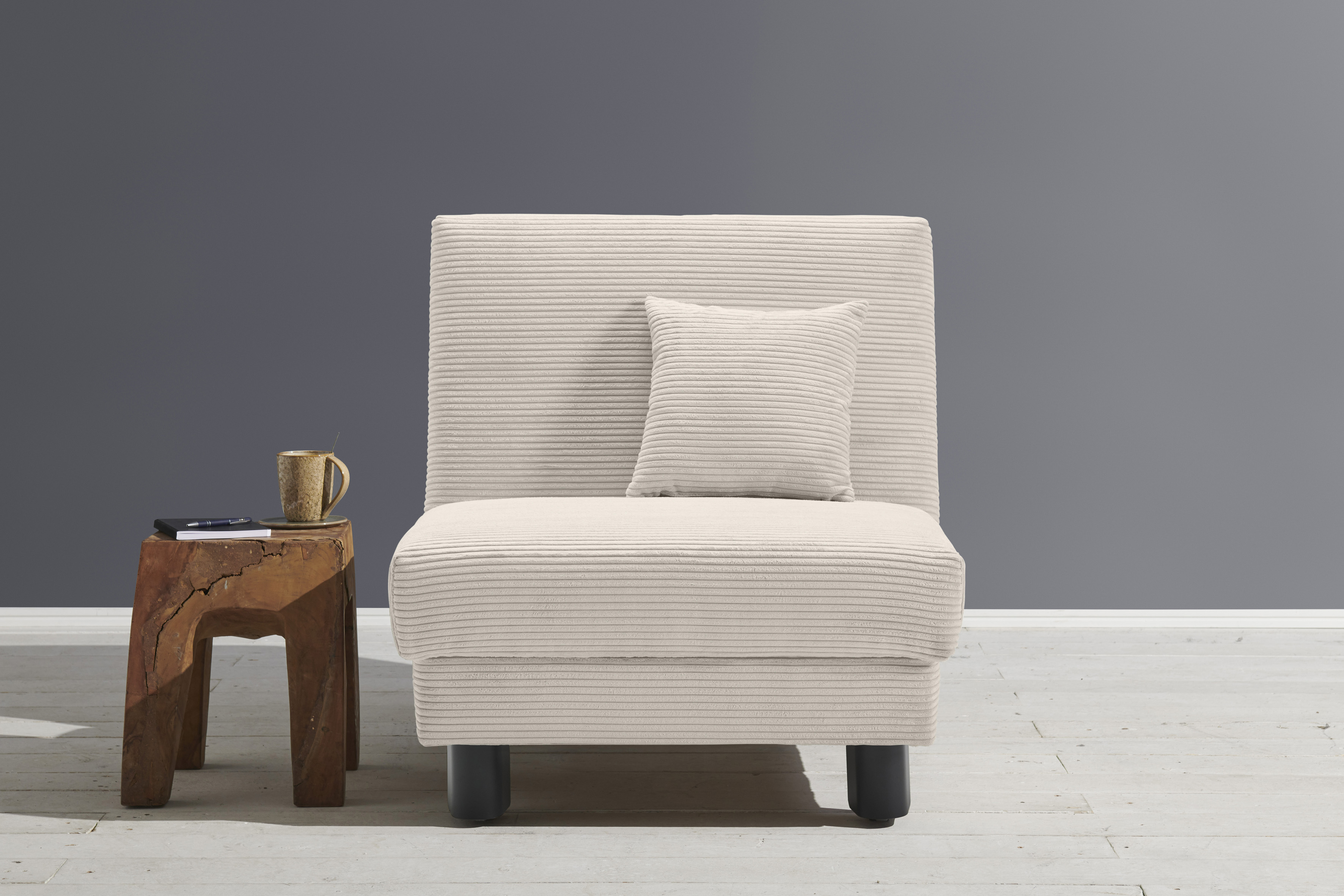 Sessel ELL + ELL "Enny", beige, B:85cm H:85cm T:100cm, 92% Polyester 8% Nylon, Sessel, Schlafsessel Einzelsessel