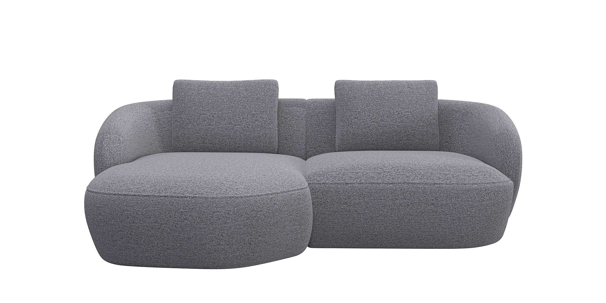 Wohnlandschaft FLEXLUX "Torino, rund, L-Form, Sofa-Ecke mit Recamiere, Longchair-Sofa", grau (steel), B:217cm H:85cm T:146cm, 100% Polyester, Sofas, Wohnlandschaft, Modernes, organisches Sofa-Design, Kaltschaum, Wellenunterfederung