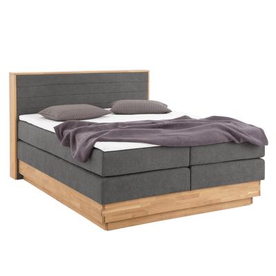 Boxspringbett HOME AFFAIRE "Cavan", grau (steel), L:220cm, Microfaser (100% Polyester), Komplettbetten, Boxspringbett, Eiche, inkl. Bettkasten & Topper, verschiedene Härtegrade (auch H4), Topseller Image