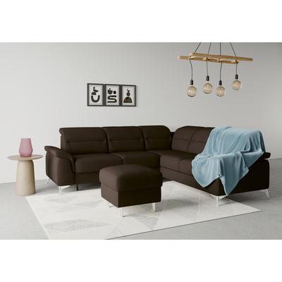 Ecksofa SIT & MORE "Sinatra L-Form", braun (dunkelbraun), B:251cm H:85cm T:231cm, 100% Polyester, Sofas, optional mit Kopfteilverstellung und Armteilfunktion Image