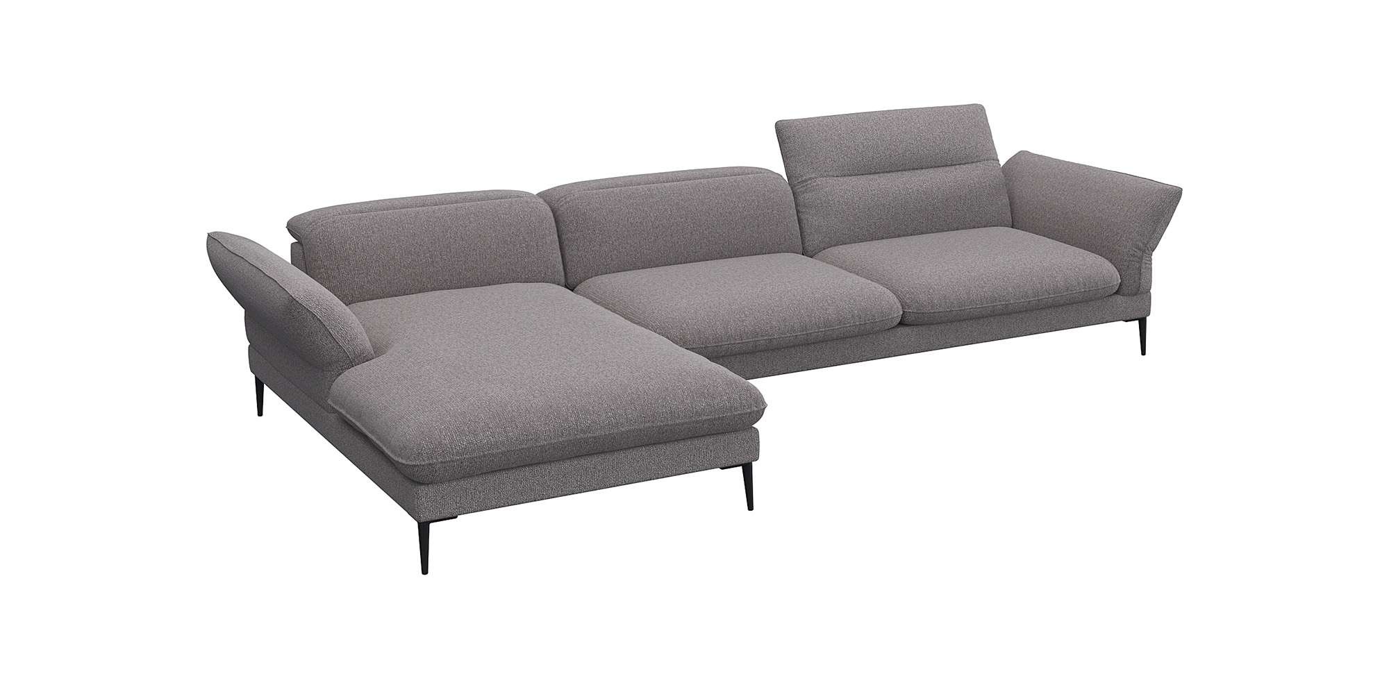 Ecksofa FLEXLUX "Salino, Funktionssofa mit Recamiere, Relaxsofa, Ecksofa", braun (latte), B:340cm H:88cm T:182cm, 100% Polyester, Sofas, Ecksofa, Sofa mit Arm- und Kopfteil-Verstellungen, Kaltschaum & Stahl-Wellen