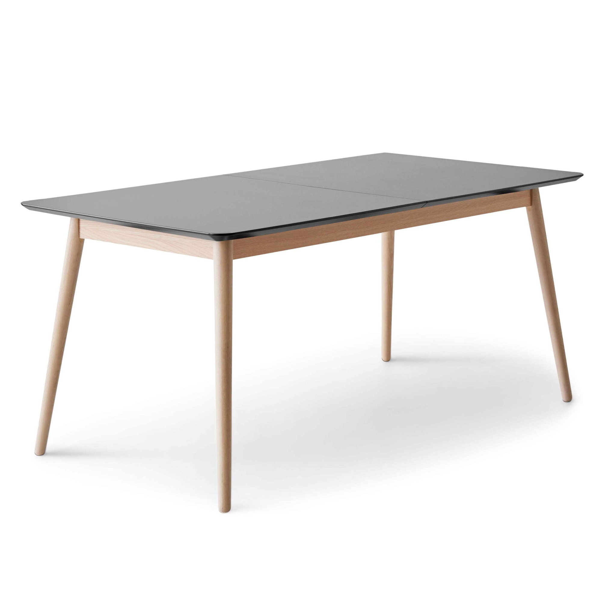 Esstisch HAMMEL FURNITURE "Meza Designtisch mit Auszugsfunktion und 2 Einlegeplatten", grau (graphit, natur, graphit), B:165cm H:74cm T:90cm, Tischplatte: Graphit nanobehandeltes Fenix-Laminat (schwarzer Rand), Gestell: Massive Eiche. Mit...