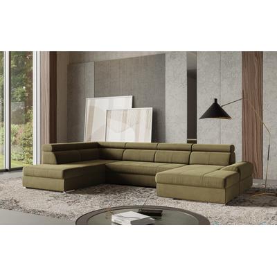 Wohnlandschaft SIT & MORE "U-Form", grün (olive), B:345cm H:79cm T:213cm, 100% Polyester, Sofas, mit verstellbaren Kopfteilen, wahlweise mit Bettfunktion Image