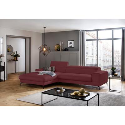Ecksofa W.SCHILLIG "piedroo, Designsofa mit tollem Sitzkomfort, L-Form", rot (burgundy z69), B:303cm H:70cm T:193cm, Longlife Xtra-Leder Z69: Das feinnarbige, gedeckte Softleder Z69 besticht durch seine außergewöhnliche Weichheit im trendigen... Image
