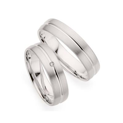 Trauring PHÖNIX "Schmuck Geschenk Gold 333 Trauring Ehering LIEBE versch. Varianten" Gr. 64, weiß (weißgoldfarben), Fingerringe, 64, ohne Brillant, Weißgold 333, 5,0mm, Made in Germany, wahlweise mit oder ohne Brillant Image