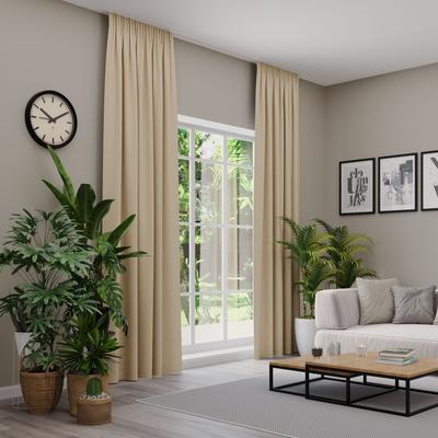 Vorhang nach Maß NEUTEX FOR YOU "VELVETDREAM", beige (leinen), B:137cm H:125cm, Jacquard, Obermaterial: 100% Polyester, Gardinen nach Maß, Uni Blackout mit samtiger Oberfläche Image