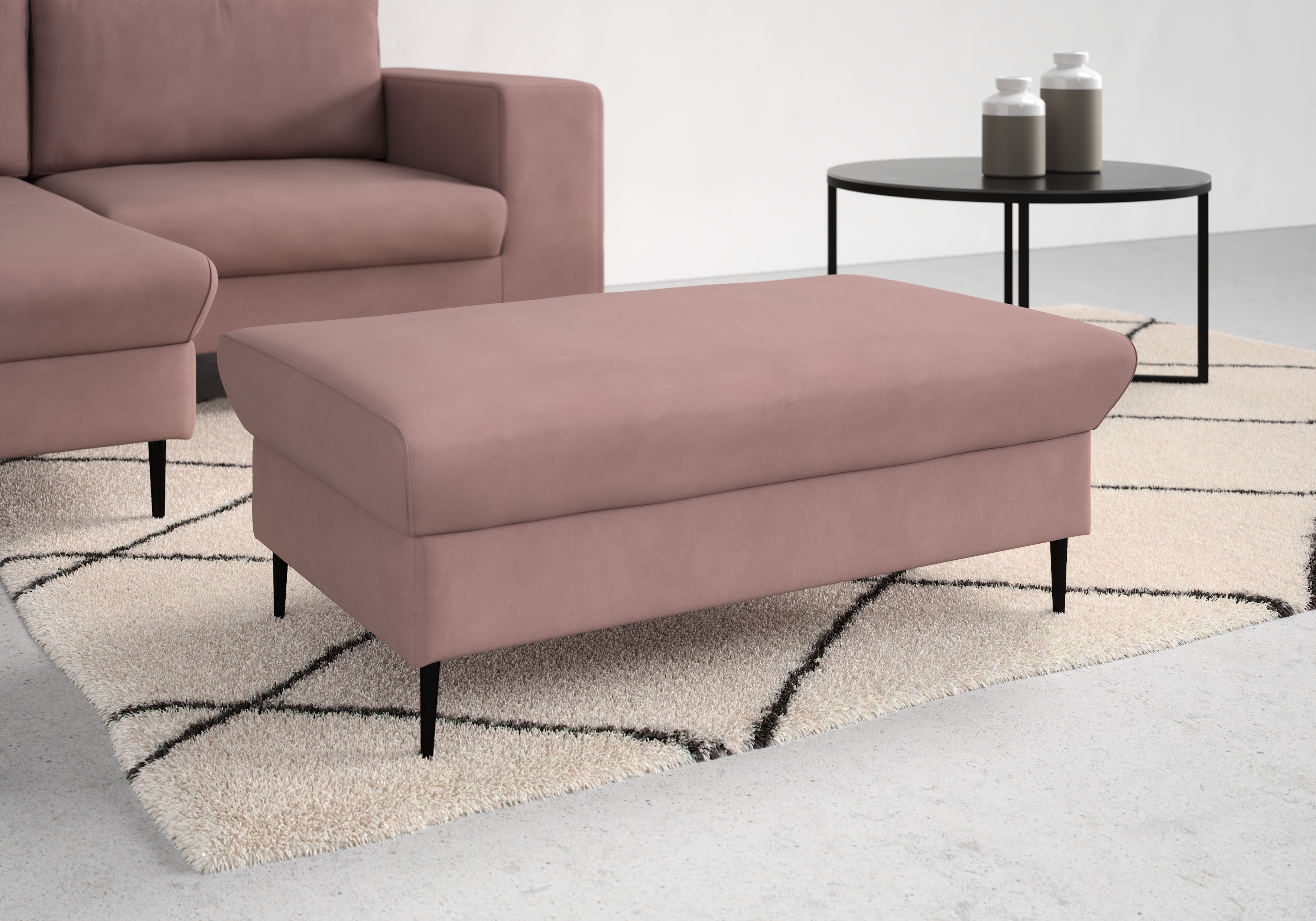 Sitzhocker DOMO COLLECTION "Modica", lila (malve), B:99cm H:42cm T:65cm, Hocker, Sitzhocker, passend zur Serie, auch in Cord