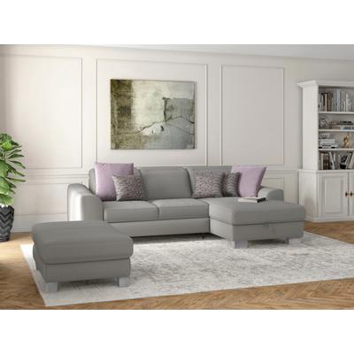 Ecksofa SIT & MORE "Dundee L-Form", silber, B:264cm H:86cm T:175cm, Sofas, mit Federkern und Edelstahlfüßen, wahlweise mit Kopfteilverstellung Image